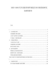 2025-2030汽車改裝零部件制造行業(yè)市場(chǎng)發(fā)展研究及投資指導(dǎo)