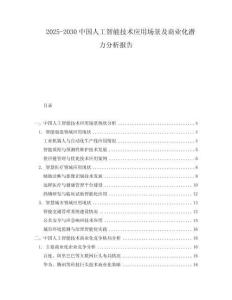 2025-2030中國(guó)人工智能技術(shù)應(yīng)用場(chǎng)景及商業(yè)化潛力分析報(bào)告