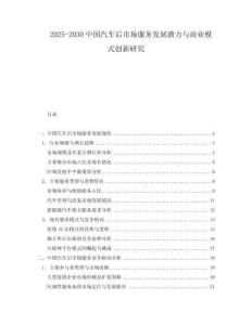 2025-2030中國汽車后市場服務(wù)發(fā)展?jié)摿εc商業(yè)模式創(chuàng)新研究
