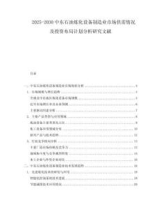 2025-2030中東石油煉化設備制造業(yè)市場供需情況及投資布局計劃分析研究文獻