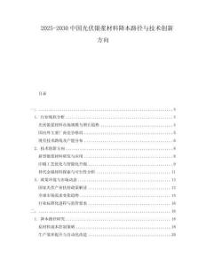 2025-2030中國(guó)光伏銀漿材料降本路徑與技術(shù)創(chuàng)新方向