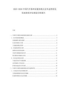2025-2030中國汽車修理業(yè)服務(wù)模式競爭態(tài)勢優(yōu)化發(fā)展投資評(píng)估規(guī)劃分析報(bào)告