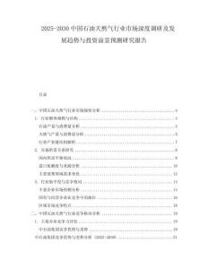 2025-2030中國石油天然氣行業(yè)市場深度調研及發(fā)展趨勢與投資前景預測研究報告