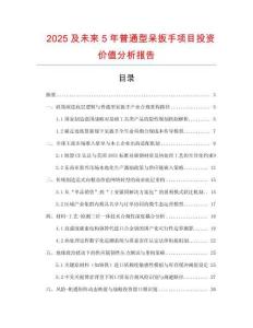 2025及未來5年普通型呆扳手項目投資價值分析報告