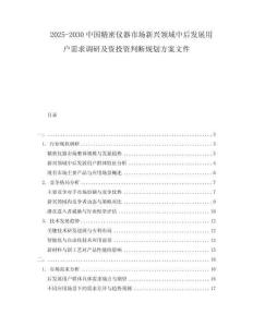 2025-2030中國(guó)精密儀器市場(chǎng)新興領(lǐng)域中后發(fā)展用戶需求調(diào)研及資投資判斷規(guī)劃方案文件