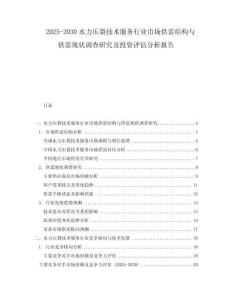 2025-2030水力壓裂技術服務行業(yè)市場供需結構與供需現(xiàn)狀調查研究及投資評估分析報告