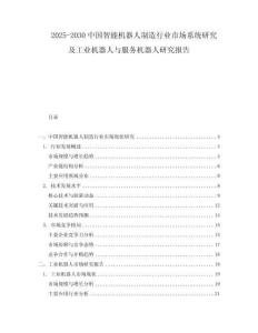 2025-2030中國智能機(jī)器人制造行業(yè)市場系統(tǒng)研究及工業(yè)機(jī)器人與服務(wù)機(jī)器人研究報(bào)告