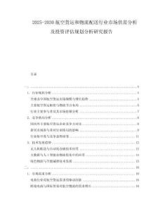 2025-2030航空貨運(yùn)和物流配送行業(yè)市場(chǎng)供需分析及投資評(píng)估規(guī)劃分析研究報(bào)告