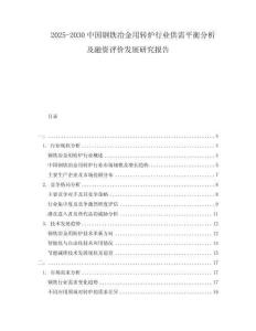 2025-2030中國(guó)鋼鐵冶金用轉(zhuǎn)爐行業(yè)供需平衡分析及融資評(píng)價(jià)發(fā)展研究報(bào)告