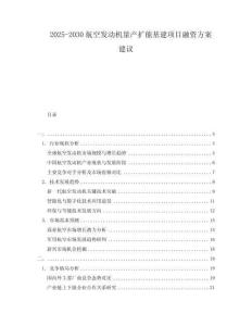 2025-2030航空發(fā)動(dòng)機(jī)量產(chǎn)擴(kuò)能基建項(xiàng)目融資方案建議