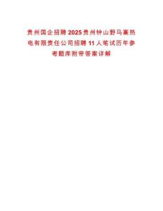 貴州國企招聘2025貴州鐘山野馬寨熱電有限責任公司招聘11人筆試歷年參考題庫附帶答案詳解
