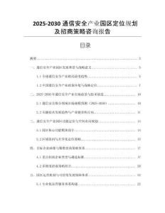 2025-2030通信安全產(chǎn)業(yè)園區(qū)定位規(guī)劃及招商策略咨詢報(bào)告