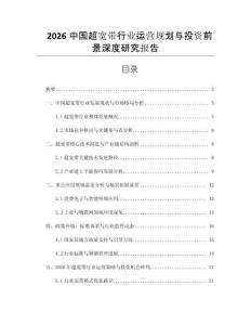 2026中國超寬帶行業(yè)運(yùn)營規(guī)劃與投資前景深度研究報(bào)告