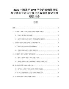 2026中國基于BPM平臺的案例管理框架軟件行業(yè)市場發(fā)展趨勢與前景展望戰(zhàn)略研究報告