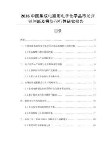 2026中國集成電路用電子化學(xué)品市場營銷創(chuàng)新及投資可行性研究報告