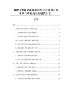 2025-2030全球模具鋼行業(yè)發(fā)展建議與未來競爭格局預測研究報告