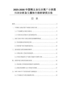 2025-2030中國稀土冶煉分離產(chǎn)業(yè)供需預(yù)測分析及發(fā)展形勢剖析研究報告