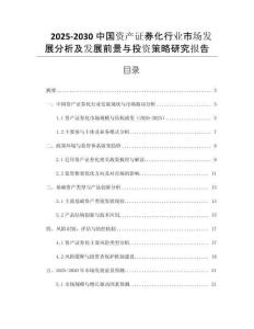 2025-2030中國資產(chǎn)證券化行業(yè)市場發(fā)展分析及發(fā)展前景與投資策略研究報告