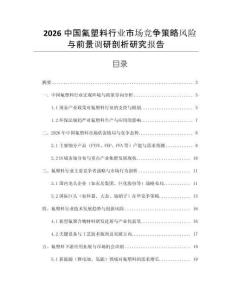 2026中國(guó)氟塑料行業(yè)市場(chǎng)競(jìng)爭(zhēng)策略風(fēng)險(xiǎn)與前景調(diào)研剖析研究報(bào)告