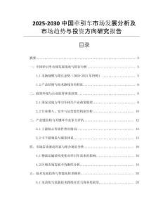 2025-2030中國牽引車市場發(fā)展分析及市場趨勢與投資方向研究報告