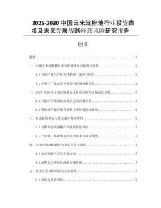 2025-2030中國(guó)玉米淀粉糖行業(yè)投資商機(jī)及未來(lái)發(fā)展戰(zhàn)略經(jīng)營(yíng)風(fēng)險(xiǎn)研究報(bào)告