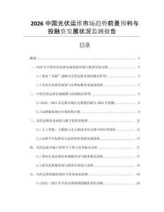 2026中國光伏運維市場趨勢前景預(yù)判與投融資發(fā)展?fàn)顩r監(jiān)測報告