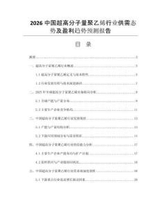 2026中國(guó)超高分子量聚乙烯行業(yè)供需態(tài)勢(shì)及盈利趨勢(shì)預(yù)測(cè)報(bào)告