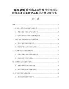 2025-2030磨毛床上四件套行業(yè)市場發(fā)展分析及競爭格局與投資戰(zhàn)略研究報告