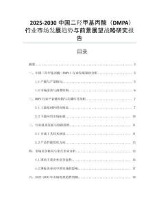 2025-2030中國(guó)二羥甲基丙酸（DMPA）行業(yè)市場(chǎng)發(fā)展趨勢(shì)與前景展望戰(zhàn)略研究報(bào)告