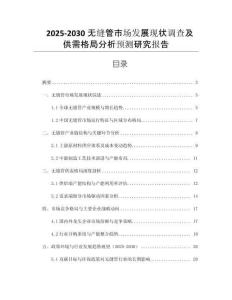 2025-2030無(wú)縫管市場(chǎng)發(fā)展現(xiàn)狀調(diào)查及供需格局分析預(yù)測(cè)研究報(bào)告