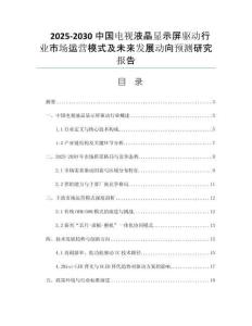 2025-2030中國電視液晶顯示屏驅(qū)動行業(yè)市場運營模式及未來發(fā)展動向預測研究報告