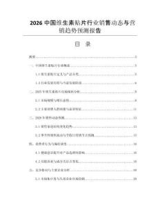 2026中國(guó)維生素貼片行業(yè)銷售動(dòng)態(tài)與營(yíng)銷趨勢(shì)預(yù)測(cè)報(bào)告