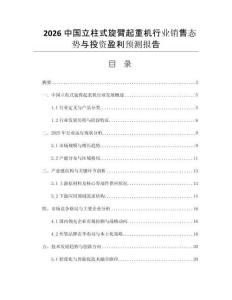 2026中國立柱式旋臂起重機行業(yè)銷售態(tài)勢與投資盈利預(yù)測報告
