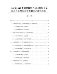 2025-2030中國塑料扭力測(cè)試機(jī)行業(yè)運(yùn)營態(tài)勢(shì)及投資營銷模式預(yù)測(cè)研究報(bào)告