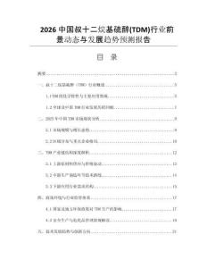 2026中國叔十二烷基硫醇(TDM)行業(yè)前景動態(tài)與發(fā)展趨勢預測報告