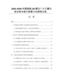 2025-2030中國(guó)智能3D眼鏡產(chǎn)業(yè)發(fā)展現(xiàn)狀分析與投資前景預(yù)測(cè)研究報(bào)告