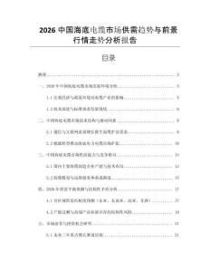 2026中國(guó)海底電纜市場(chǎng)供需趨勢(shì)與前景行情走勢(shì)分析報(bào)告