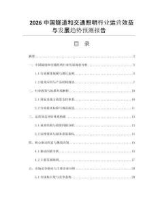 2026中國隧道和交通照明行業(yè)運營效益與發(fā)展趨勢預(yù)測報告