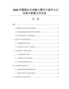 2026中國硫化鎘光敏電阻行業(yè)運行動態(tài)與投資前景預(yù)測報告