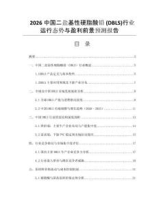 2026中國二鹽基性硬脂酸鉛 (DBLS)行業(yè)運(yùn)行態(tài)勢與盈利前景預(yù)測報(bào)告