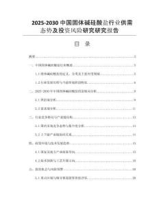 2025-2030中國固體堿硅酸鹽行業(yè)供需態(tài)勢及投資風(fēng)險(xiǎn)研究研究報(bào)告
