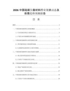 2026中國(guó)硅碳負(fù)極材料行業(yè)現(xiàn)狀動(dòng)態(tài)及供需趨勢(shì)預(yù)測(cè)報(bào)告