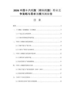 2026中國十六酰胺（棕櫚酰胺）行業(yè)競爭策略與需求規(guī)模預(yù)測報告