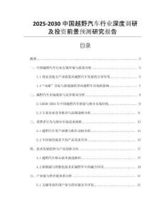 2025-2030中國越野汽車行業(yè)深度調研及投資前景預測研究報告