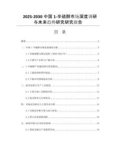 2025-2030中國1-辛硫醇市場深度調(diào)研與未來趨勢研究研究報告