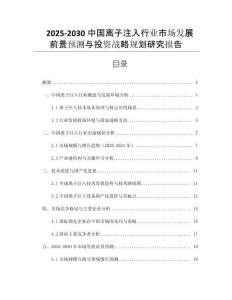 2025-2030中國離子注入行業(yè)市場發(fā)展前景預(yù)測與投資戰(zhàn)略規(guī)劃研究報告