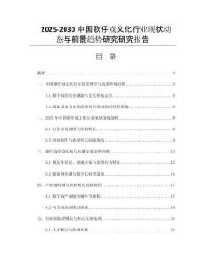 2025-2030中國歌仔戲文化行業(yè)現(xiàn)狀動態(tài)與前景趨勢研究研究報告
