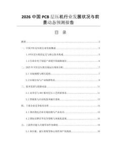 2026中國(guó)PCB層壓機(jī)行業(yè)發(fā)展?fàn)顩r與前景動(dòng)態(tài)預(yù)測(cè)報(bào)告
