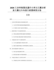2026長(zhǎng)沙市智慧交通行業(yè)市場(chǎng)發(fā)展分析及發(fā)展趨勢(shì)與投資前景研究報(bào)告