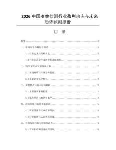 2026中國冶金檢測行業(yè)盈利動態(tài)與未來趨勢預(yù)測報告